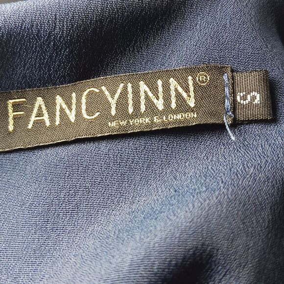 Fancyinn V- neck Babydoll Mini/ Midi Ruffle Dress Long Sleeve Blue Small........ - Picture 2 of 10